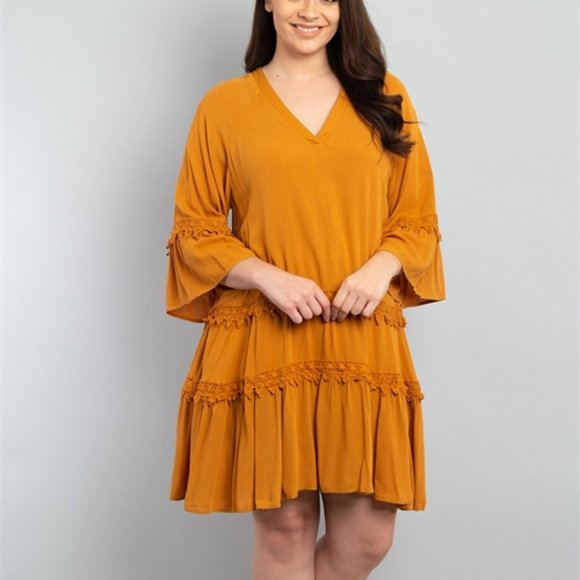 Boho style Camel color dress - Picture 4 of 11
